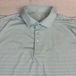 Rhoback Polo Shirt Mens XL Green Striped Logo Golf Performance Short Sleeve